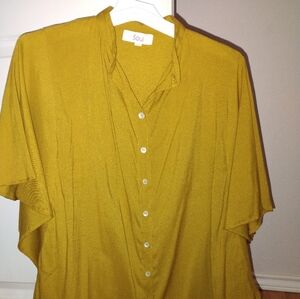 SOUL Mustard Yellow Button Front Blouse – Size XS
